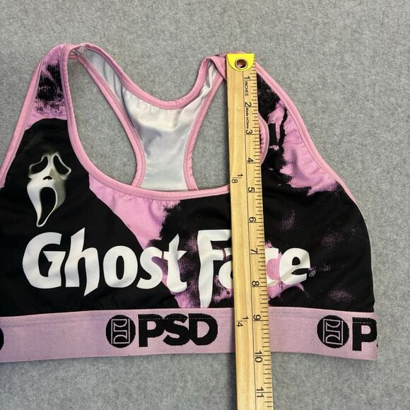 Women’s PSD Ghost Face Sports Bra Large Pink Black Racerback Scream - Picture 3 of 7